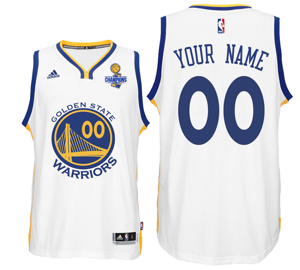 Golden State Warriors Home White 2017 NBA The Final Games Champions Patch Custom Jersey