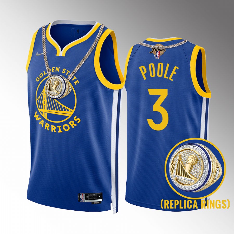 Golden State Warriors Jordan Poole 2022 NBA Champions Jersey Royal #3  Ring