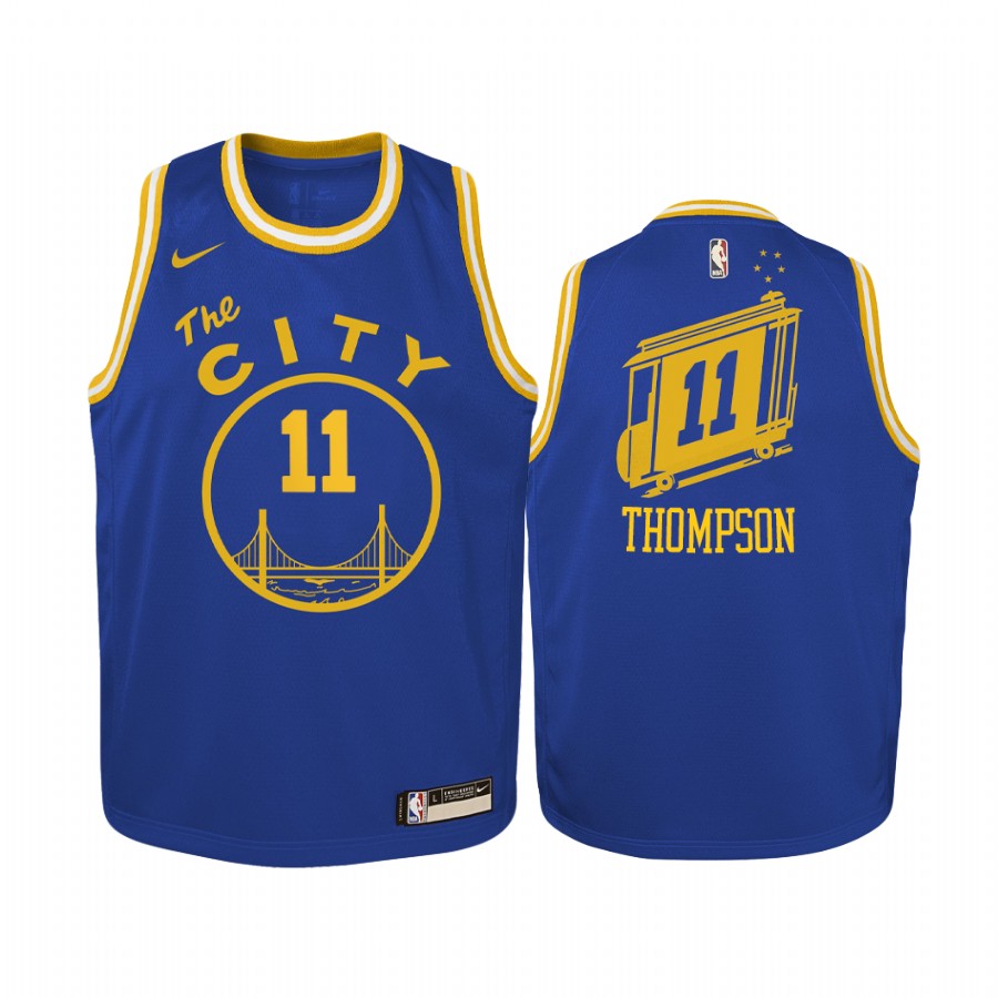 Golden State Warriors Klay Thompson 2020-21 Hardwood Classics Blue Youth Jersey #11