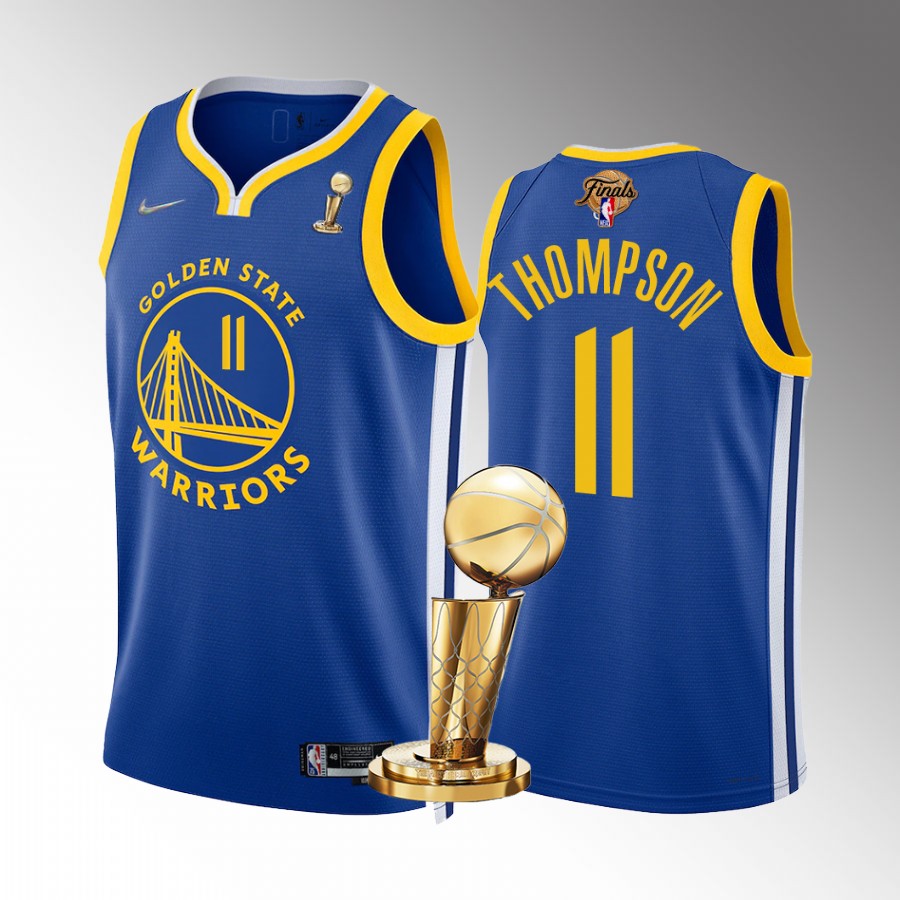 Golden State Warriors Klay Thompson 2022 NBA Finals Champions Jersey Royal #11 Icon