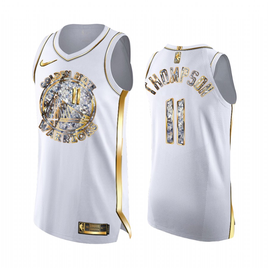 Golden State Warriors Klay Thompson White Golden Diamond Edition Jersey 2022 NBA Playoffs #11