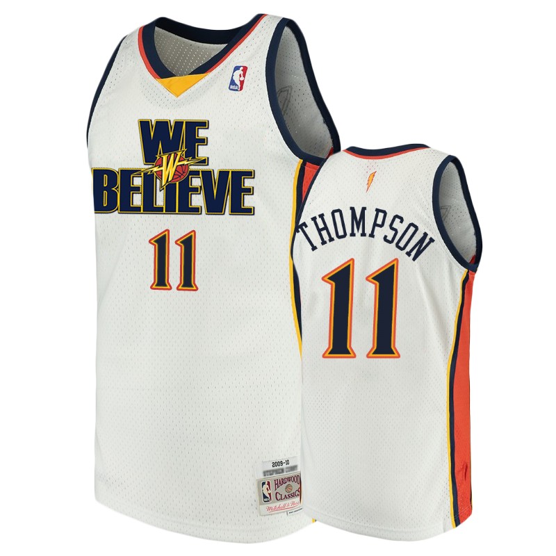 Golden State Warriors Klay Thompson White We Believe Swingman Hardwood Classics Men's Jersey