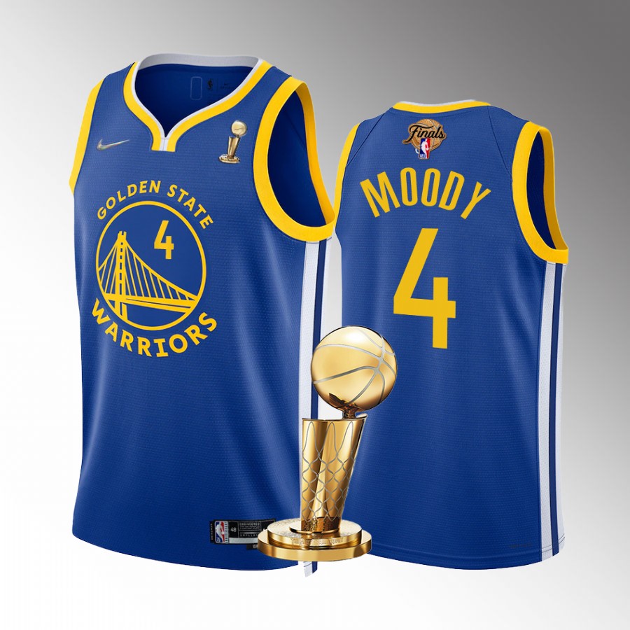 Golden State Warriors Moses Moody 2022 NBA Finals Champions Jersey Royal #4 Icon