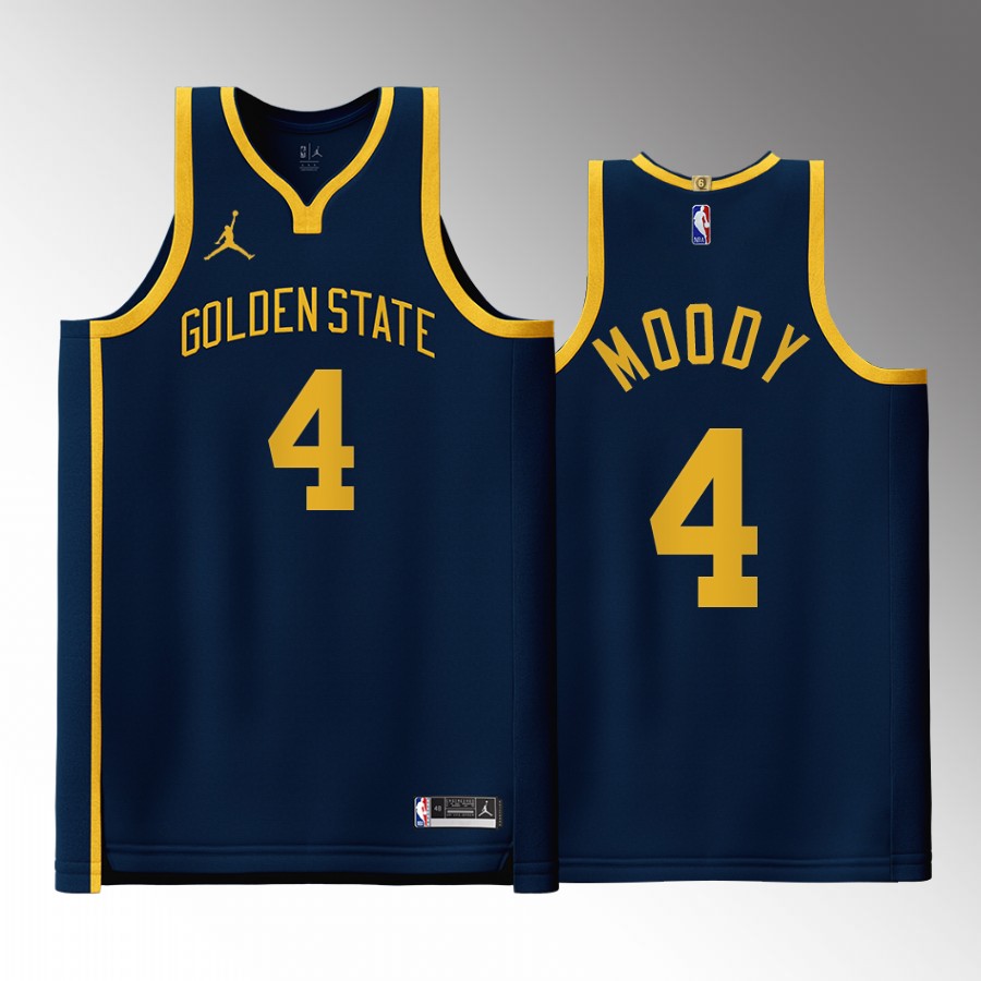 Golden State Warriors Moses Moody 2022 Statement Edition Navy #4 Jersey