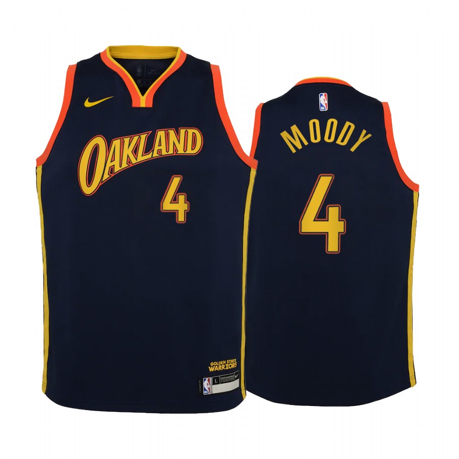 Golden State Warriors Moses Moody City Edition Navy Youth Jersey 2021 NBA Draft #4