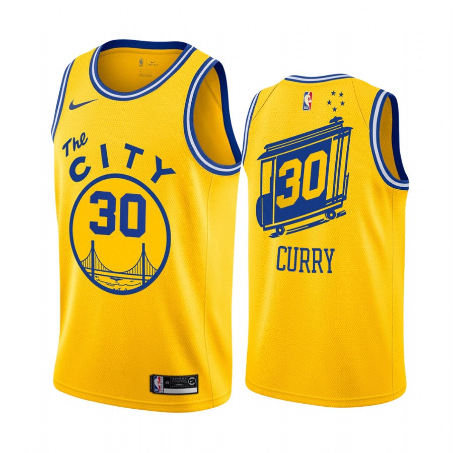 Golden State Warriors Stephen Curry Gold 2019-20 Hardwood Classics Jersey
