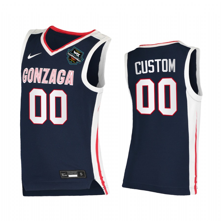 Gonzaga Bulldogs 2021 WCC Mens  Conference Tournament Champions Custom #00 Jersey March Madness Navy Elite