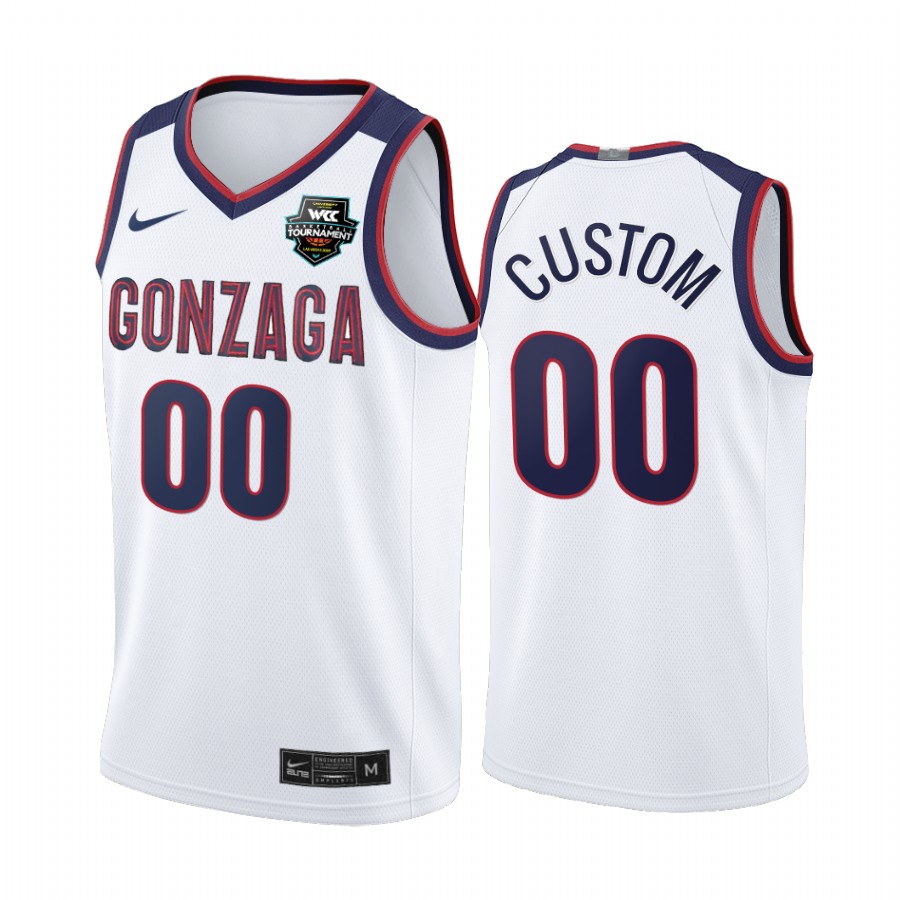 Gonzaga Bulldogs 2021 WCC Mens  Conference Tournament Champions Custom #00 Jersey March Madness White Limited