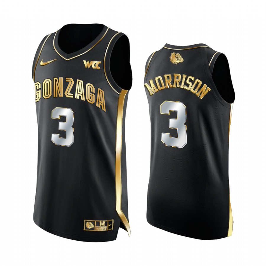 Gonzaga Bulldogs Adam Morrison 2021 March Madness Jersey Black Golden