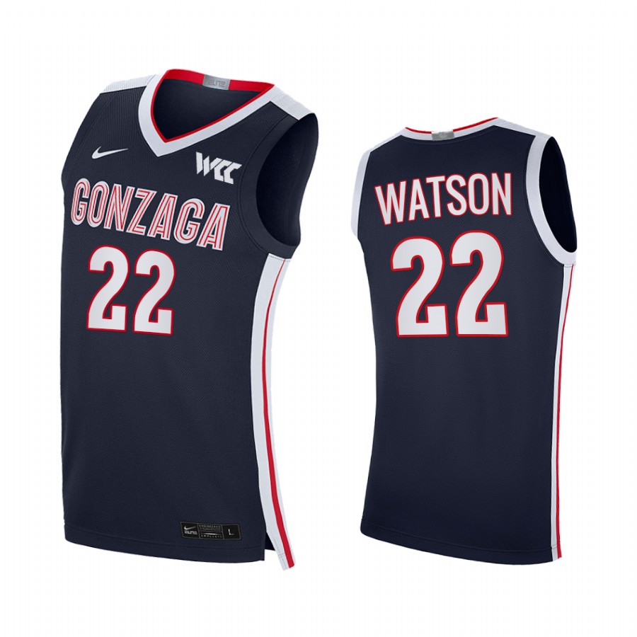 Gonzaga Bulldogs Anton Watson Jersey 2021-22 College  Navy Elite Uniform