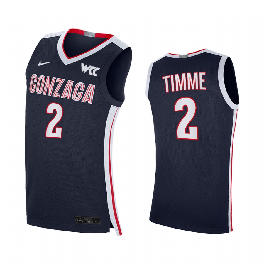 Gonzaga Bulldogs Drew Timme Jersey 2021-22 College  Navy Elite Uniform