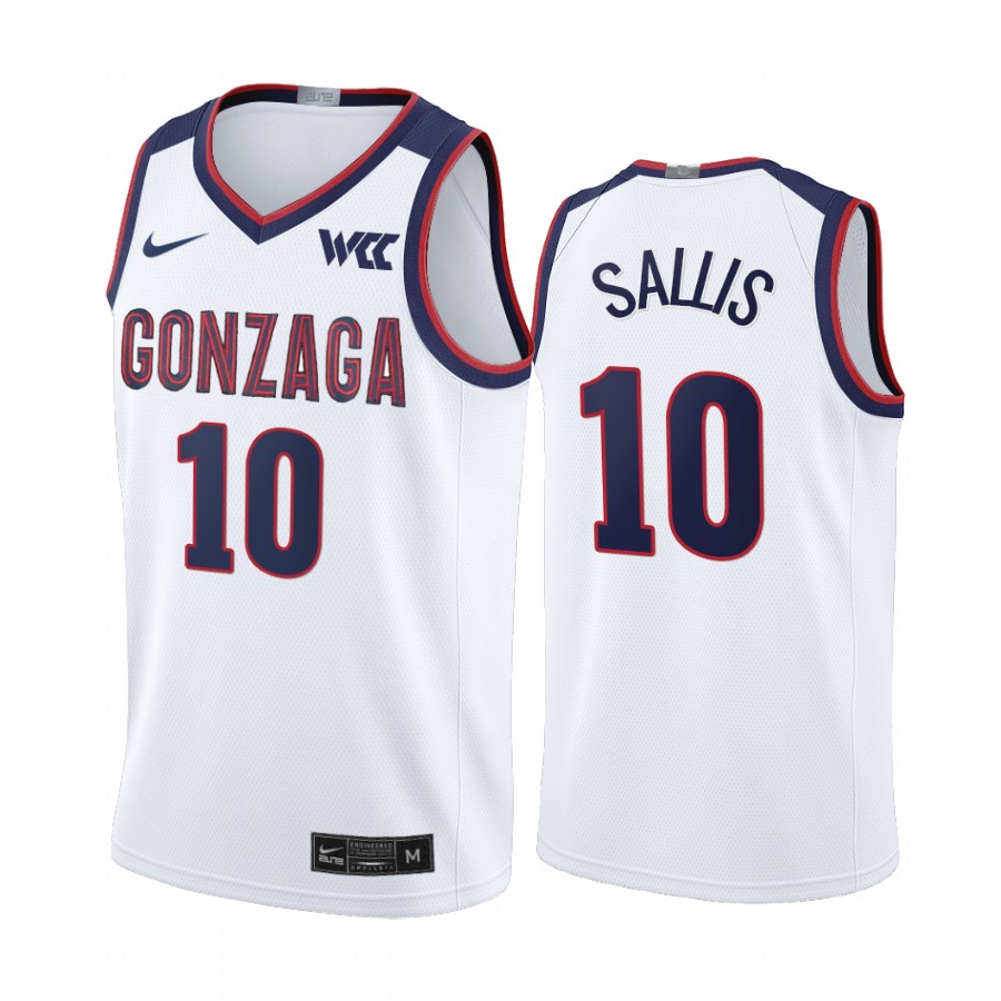 Gonzaga Bulldogs Hunter Sallis Jersey 2021-22 College  White Limited Uniform