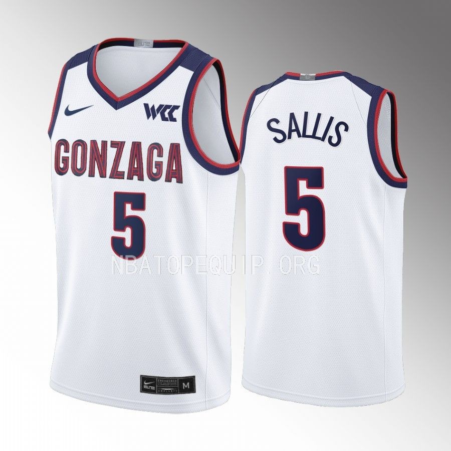 Gonzaga Bulldogs Hunter Sallis Jersey 2022-23 College  White Uniform