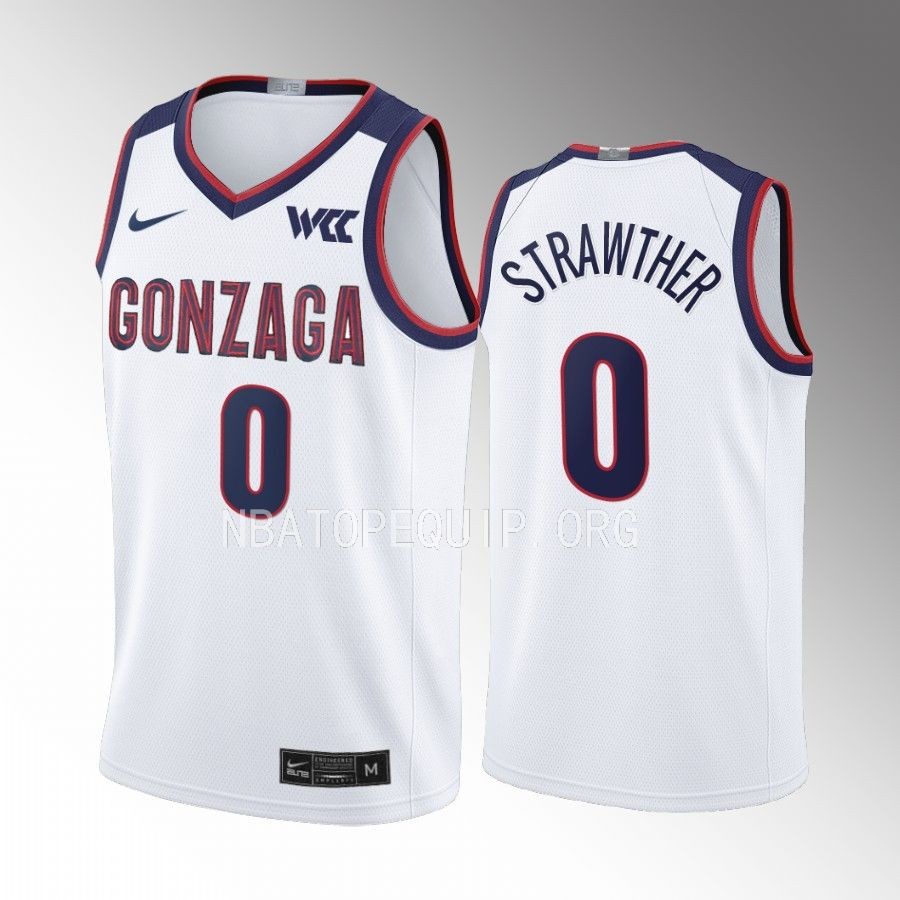 Gonzaga Bulldogs Julian Strawther Jersey 2022-23 College  White Uniform