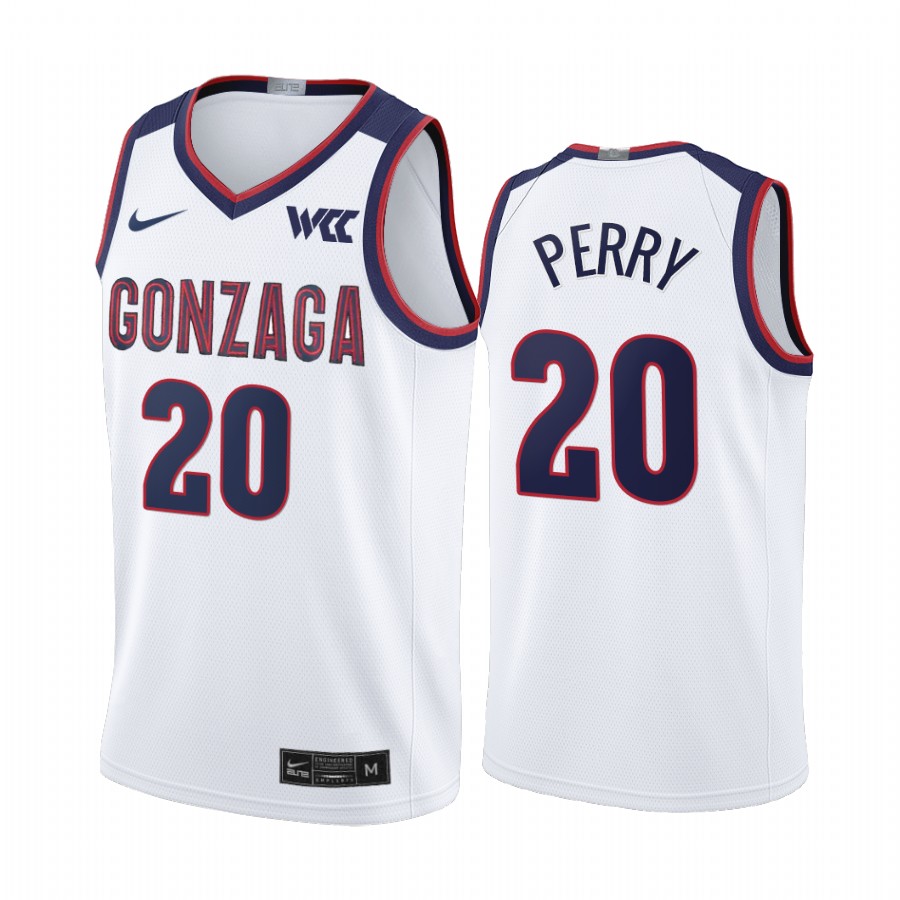 Gonzaga Bulldogs Kaden Perry Jersey 2021-22 College  White Limited Uniform