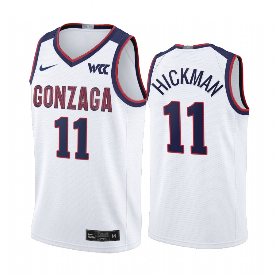 Gonzaga Bulldogs Nolan Hickman Jersey 2021-22 College  White Limited Uniform
