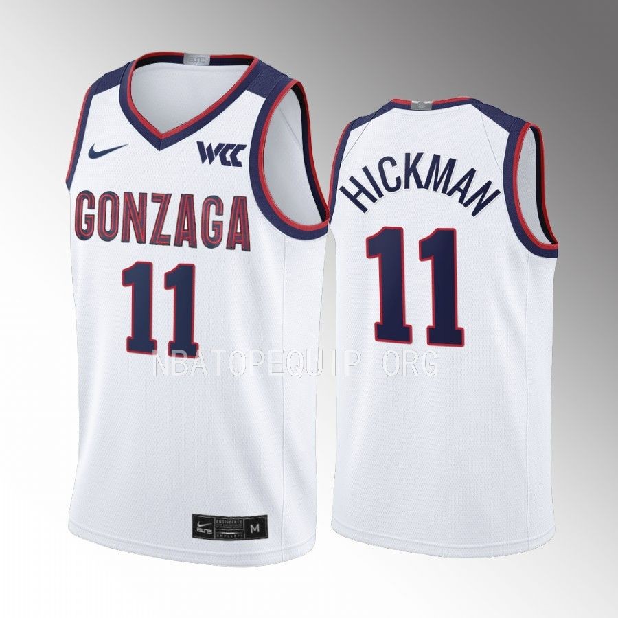 Gonzaga Bulldogs Nolan Hickman Jersey 2022-23 College  White Uniform