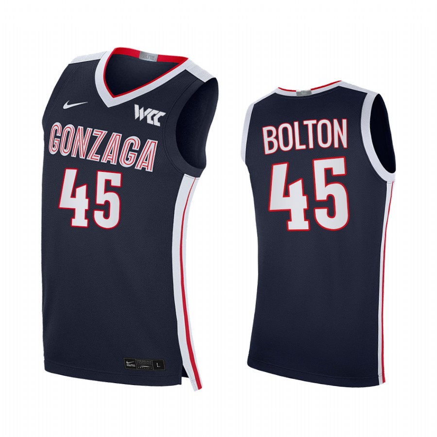 Gonzaga Bulldogs Rasir Bolton Jersey 2021-22 College  Navy Elite Uniform