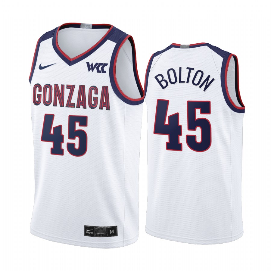 Gonzaga Bulldogs Rasir Bolton Jersey 2021-22 College  White Limited Uniform