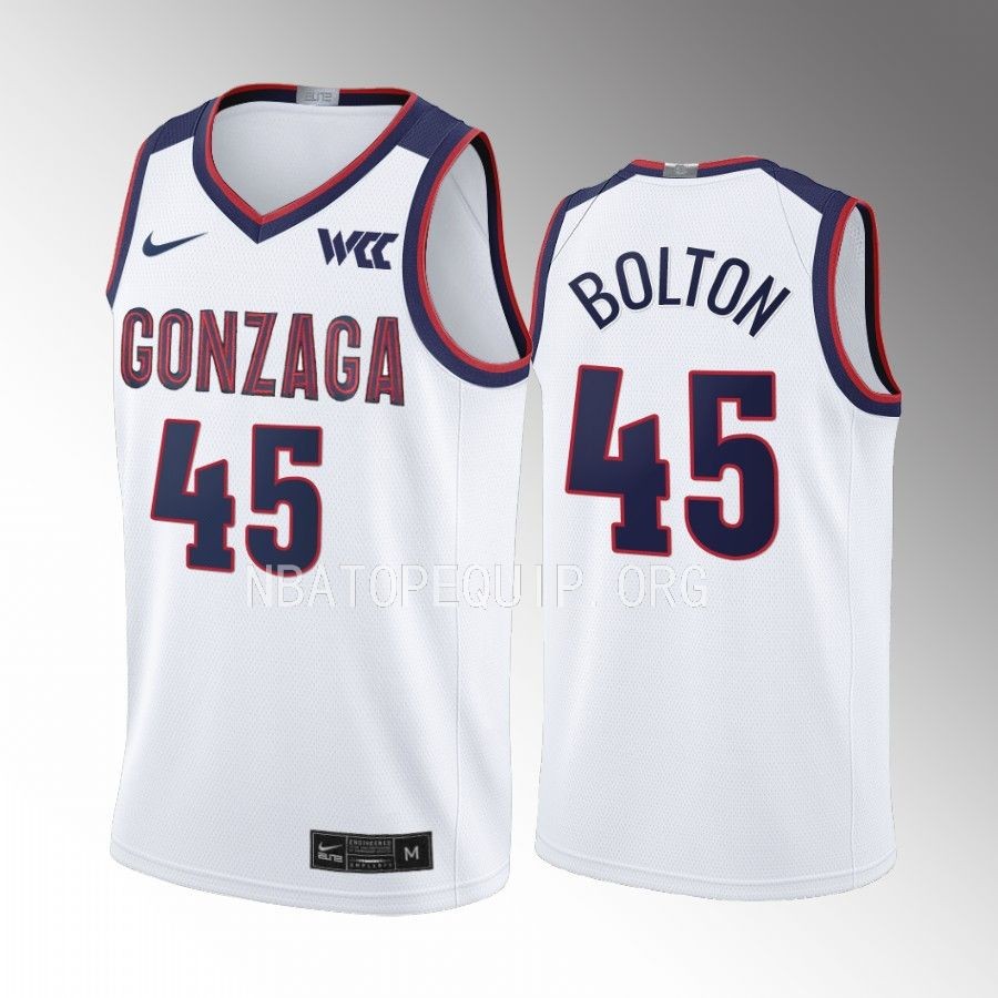 Gonzaga Bulldogs Rasir Bolton Jersey 2022-23 College  White Uniform