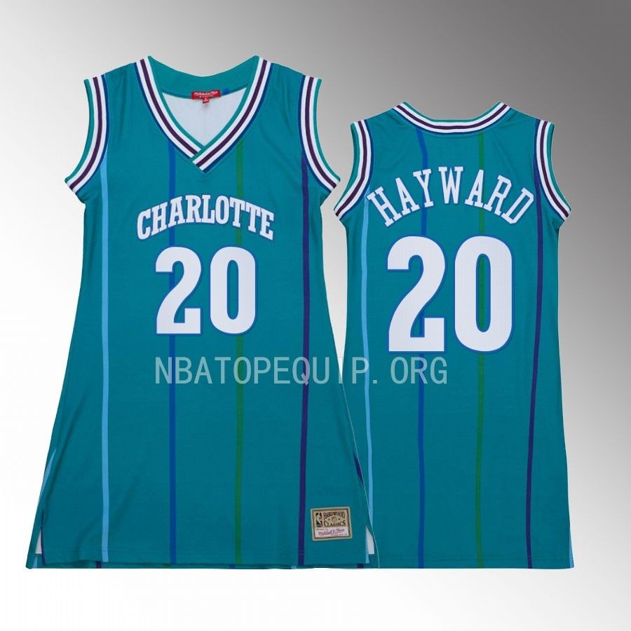 Gordon Hayward Charlotte Hornets #20 Hardwood Classics Jersey Teal Women