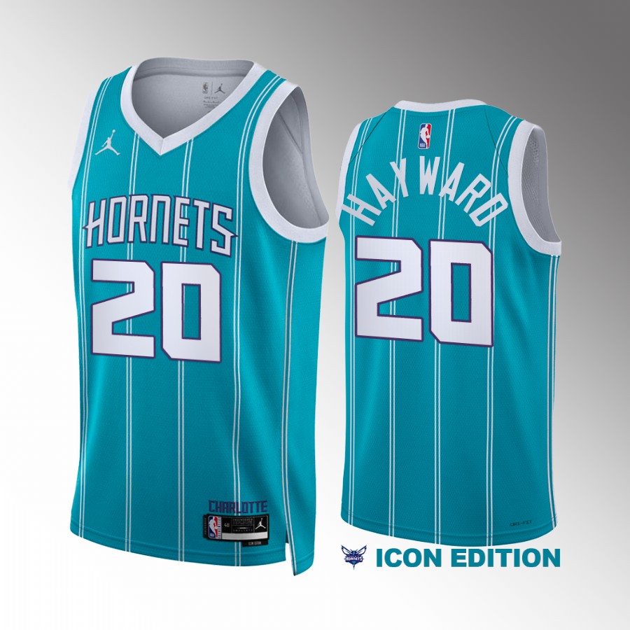 Gordon Hayward Charlotte Hornets #20 Teal Jersey 2022-23 Icon Edition Swingman