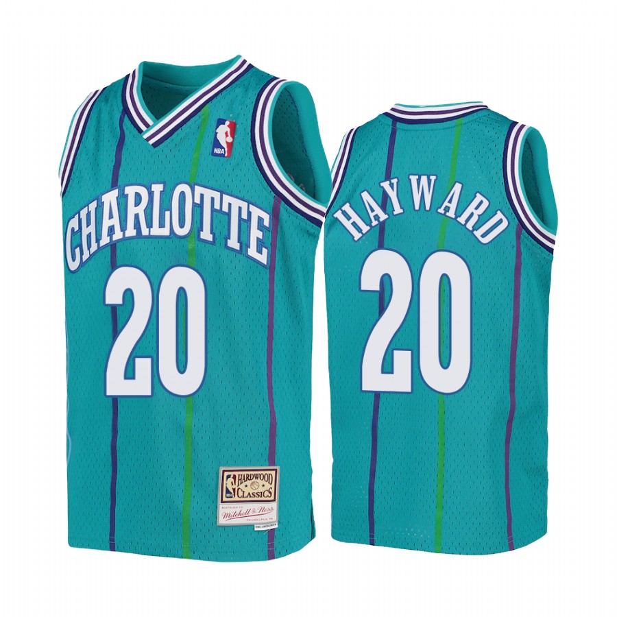 Gordon Hayward Charlotte Hornets Youth Teal Hardwood Classics Jersey