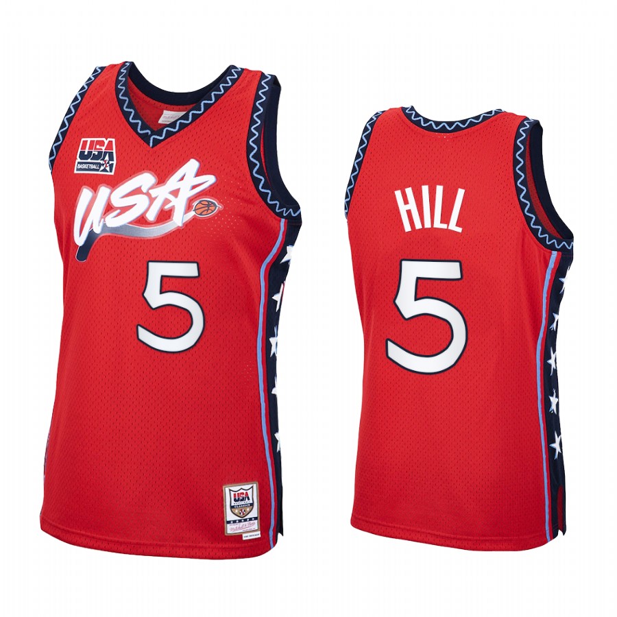 Grant Hill USA Team #5 Red 1996 Olympics  Throwback Jersey
