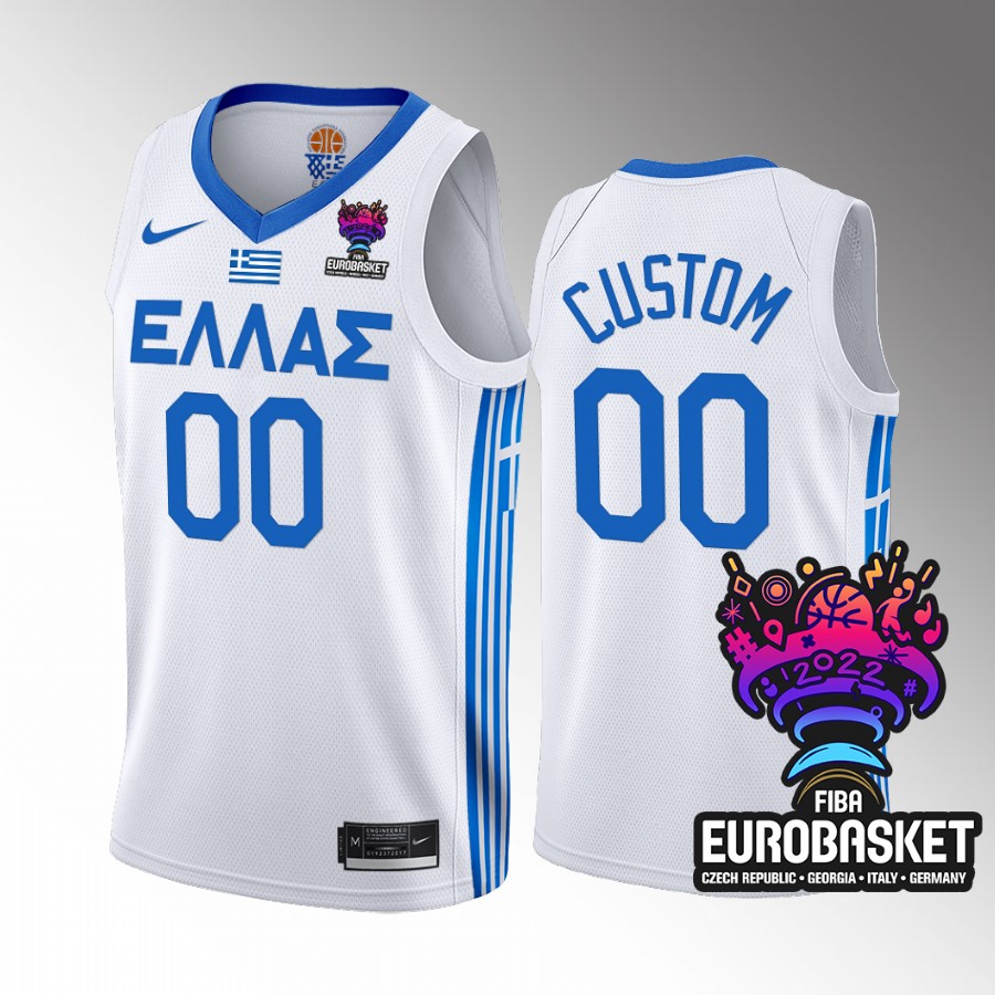 Greece Team #00 custom EuroBasket 2022 Home Men Jersey White