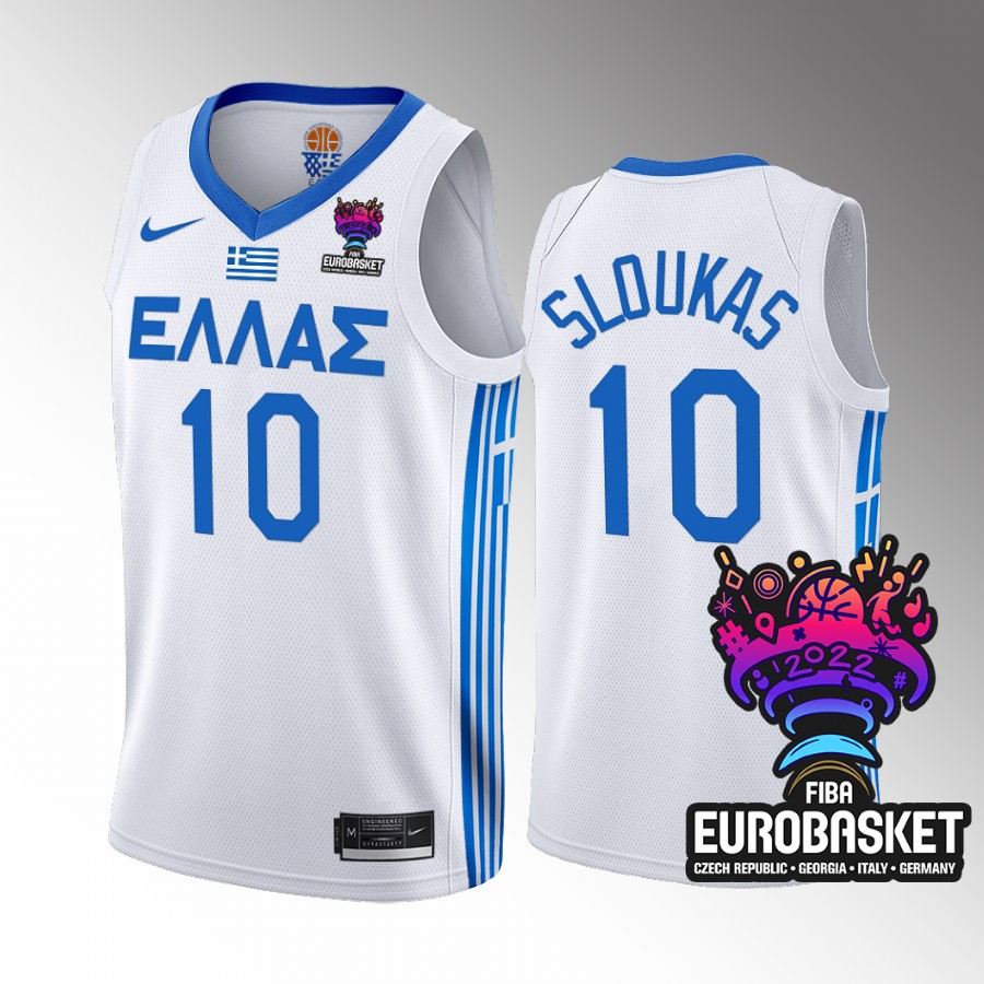 Greece Team #10 Kostas Sloukas EuroBasket 2022 Home Men Jersey White