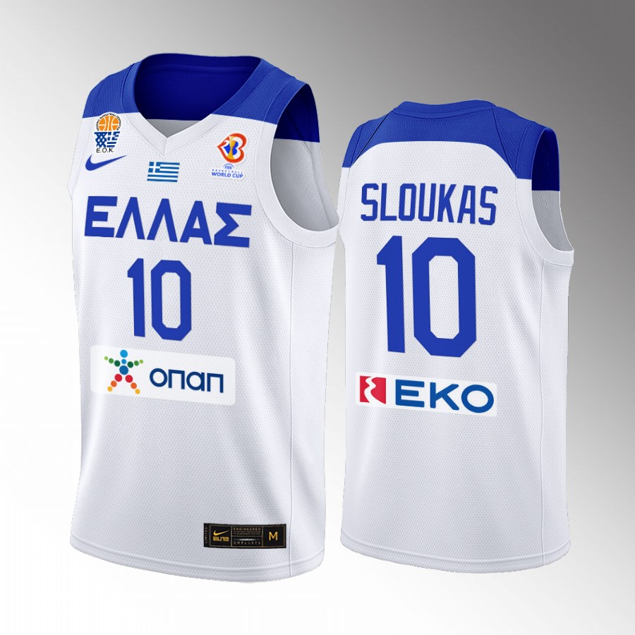 Greece Team #10 Kostas Sloukas FIBA  World Cup 2022 Home Men Jersey White