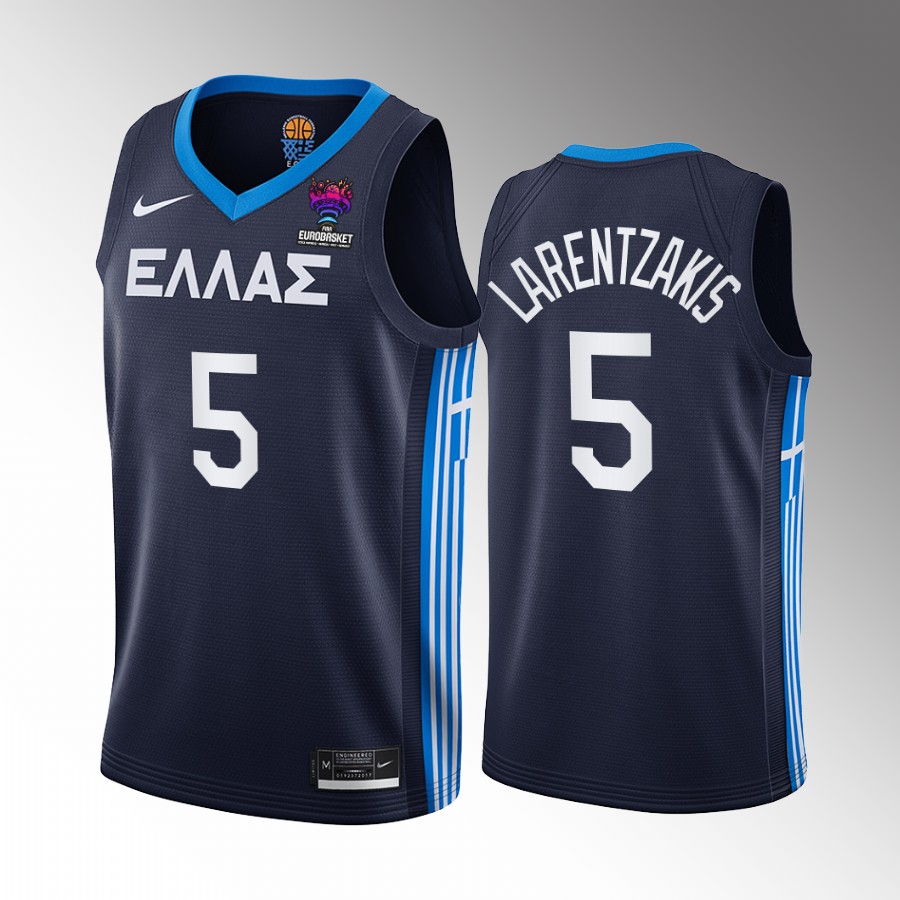 Greece Team #5 Giannoulis Larentzakis EuroBasket 2022 Away Men Jersey Navy