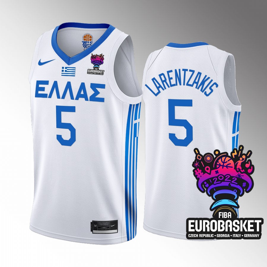 Greece Team #5 Giannoulis Larentzakis EuroBasket 2022 Home Men Jersey White