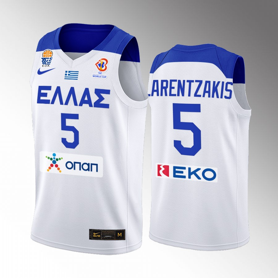 Greece Team #5 Giannoulis Larentzakis FIBA  World Cup 2022 Home Men Jersey White