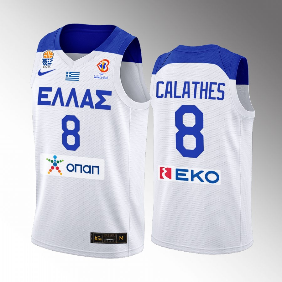 Greece Team #8 Nick Calathes FIBA  World Cup 2022 Home Men Jersey White