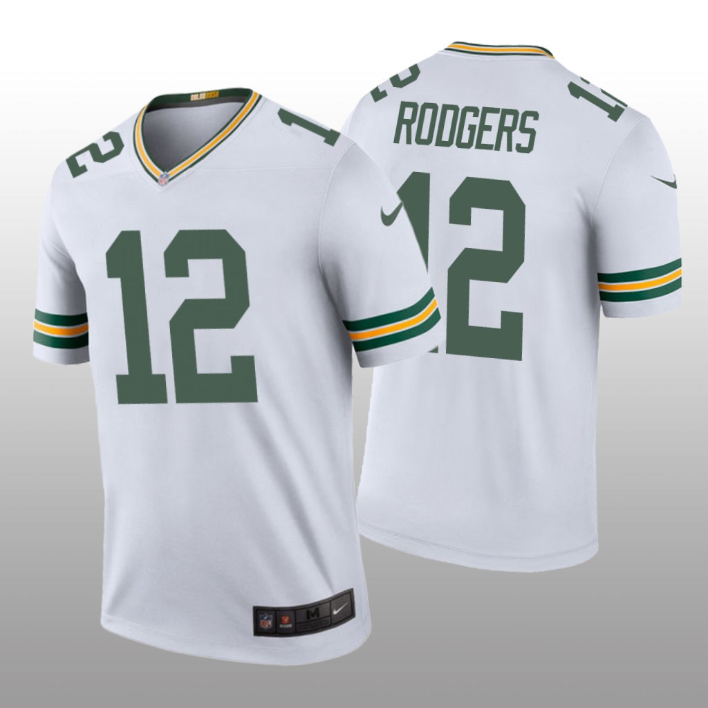 Green Bay Packers #12 Aaron Rodgers White legend color rush Jersey - Men's