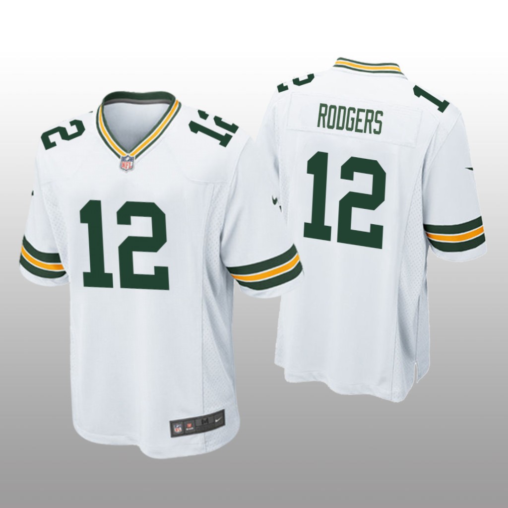 Green Bay Packers #12 White Men's Aaron Rodgers Game Jersey