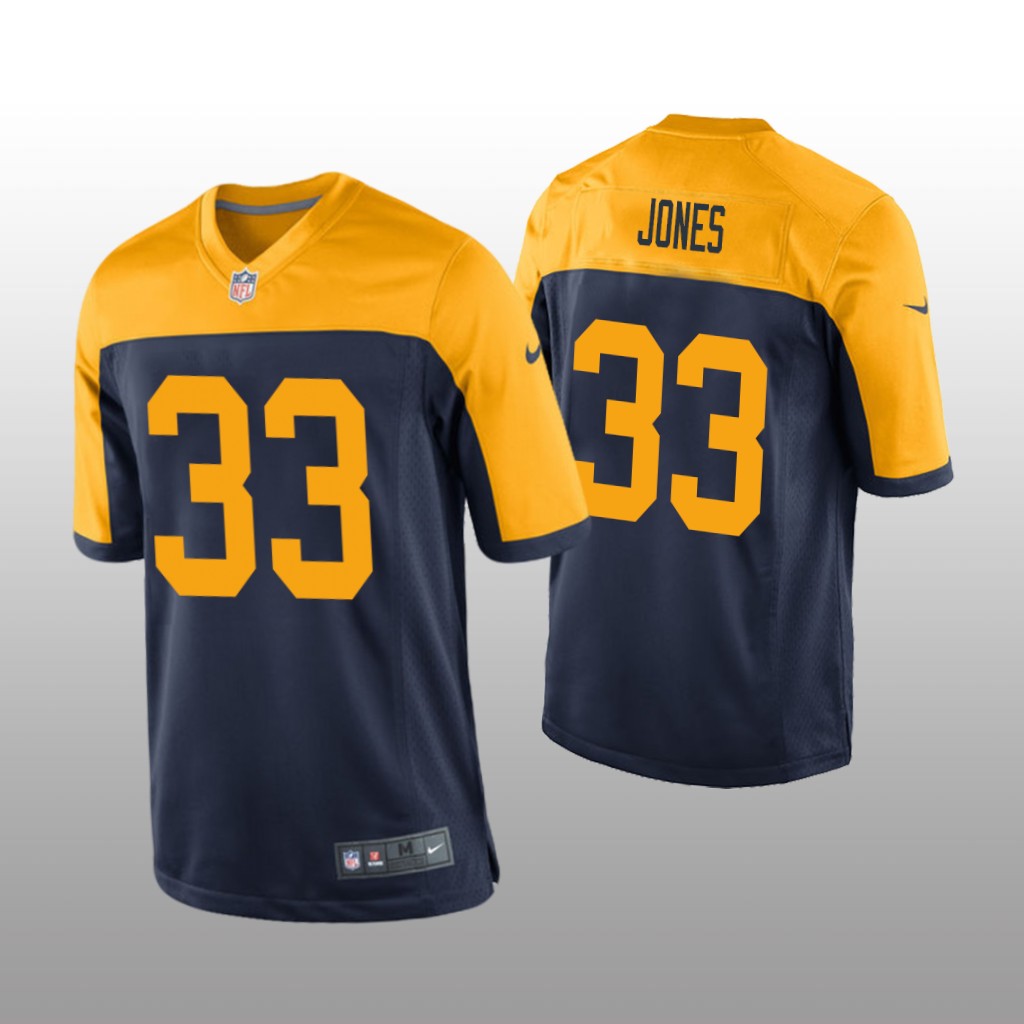 Green Bay Packers #33 Navy Men's Aaron Jones Game Jersey