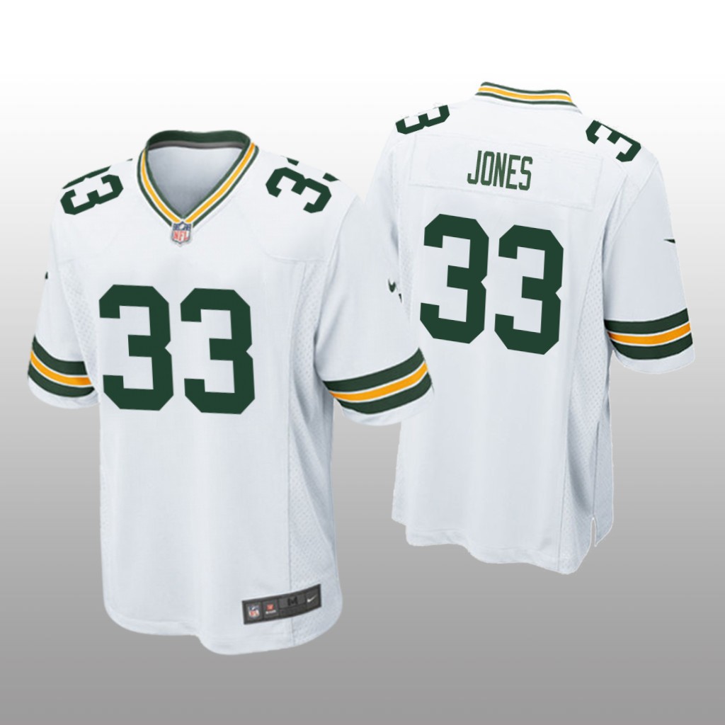 Green Bay Packers #33 White Men's Aaron Jones Game Jersey