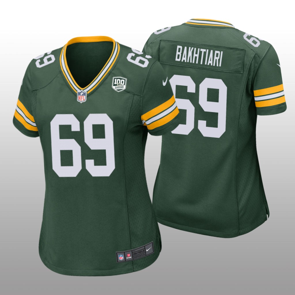 Green Bay Packers #69 Green David Bakhtiari 100th Anniversary Jersey - Women