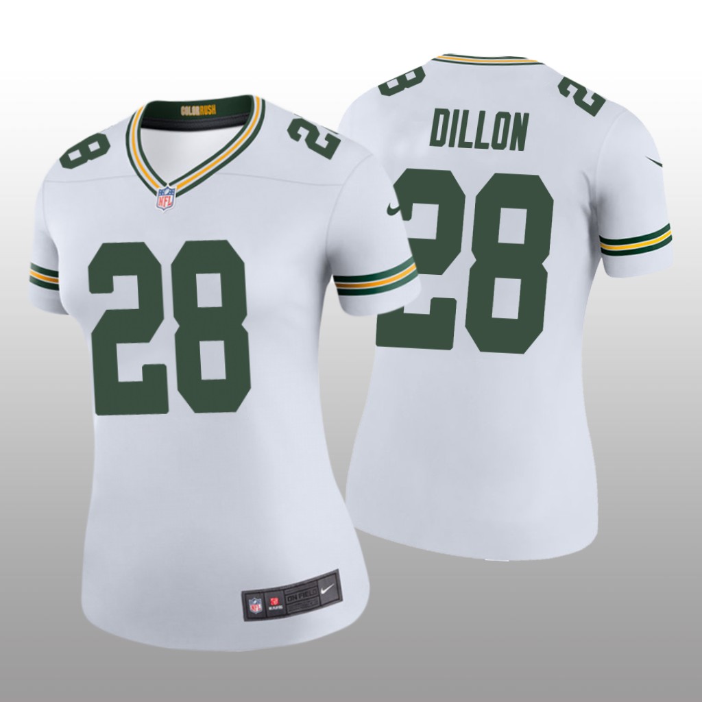 Green Bay Packers A.J. Dillon White Jersey Color Rush Legend - Women's