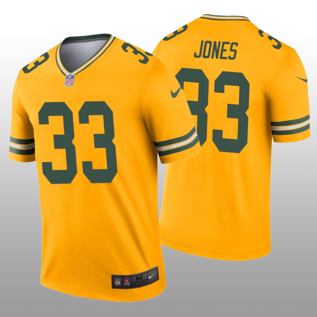 Green Bay Packers Aaron Jones Gold Jersey Inverted Legend - Men's