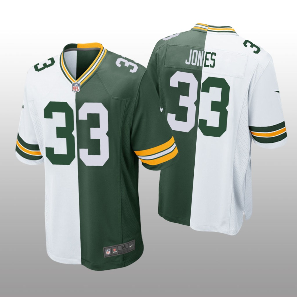 Green Bay Packers Aaron Jones Green White Two Tone Jersey Split - Men's