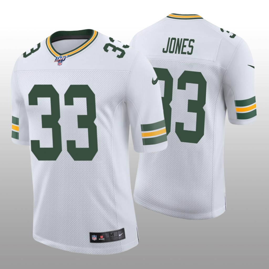 Green Bay Packers Aaron Jones White Vapor Limited Jersey 100th Season - Men's