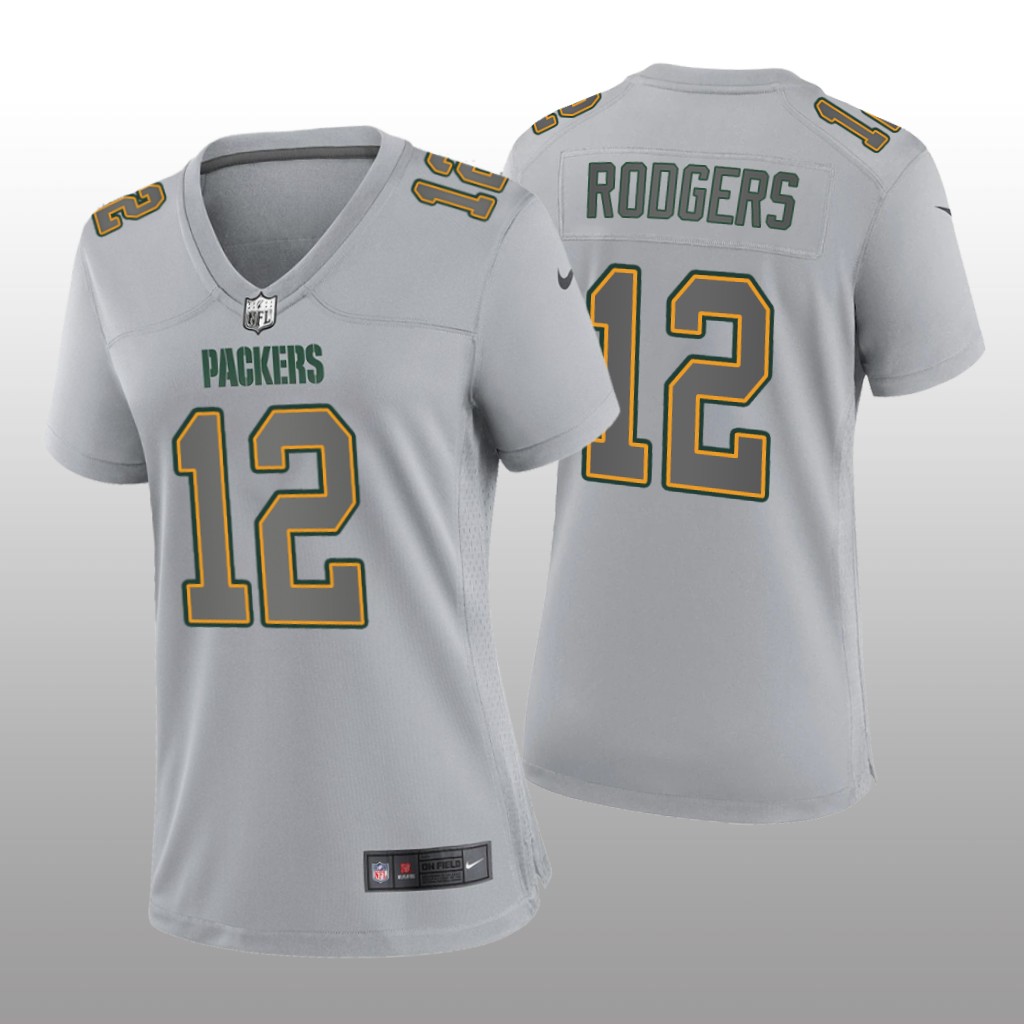 Green Bay Packers Aaron Rodgers Gray Jersey Atmosphere Fashion Game - Women's