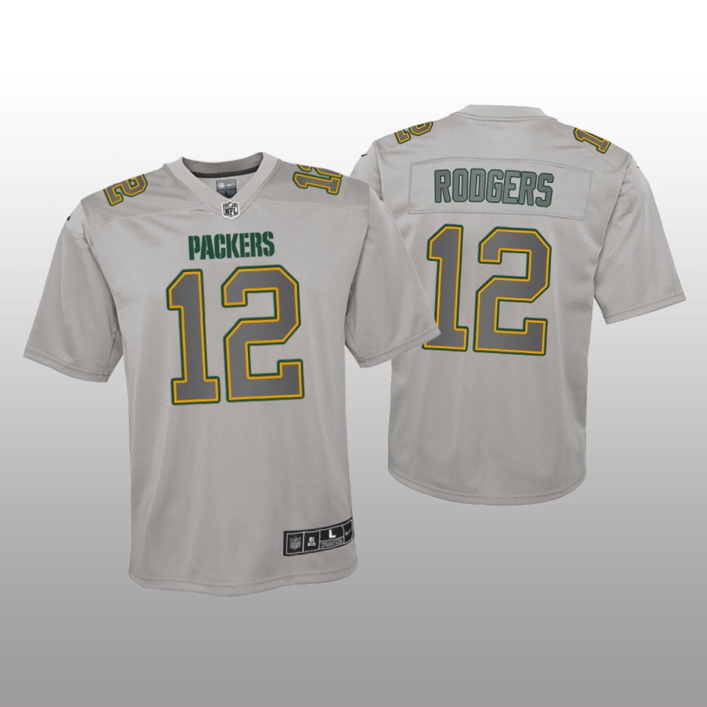Green Bay Packers Aaron Rodgers Gray Jersey Atmosphere Fashion Game - Youth