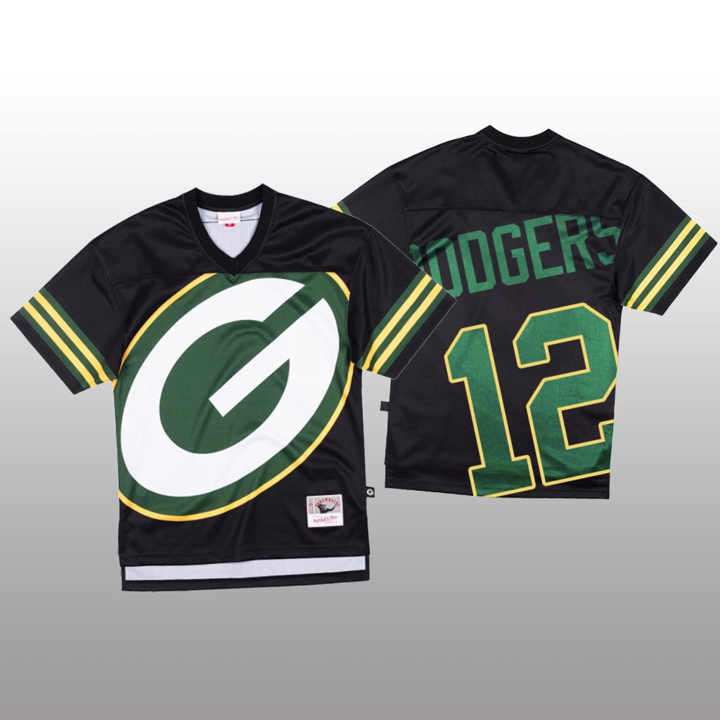 Green Bay Packers Aaron Rodgers Mitchell & Ness Black Jersey Big Face - Men's