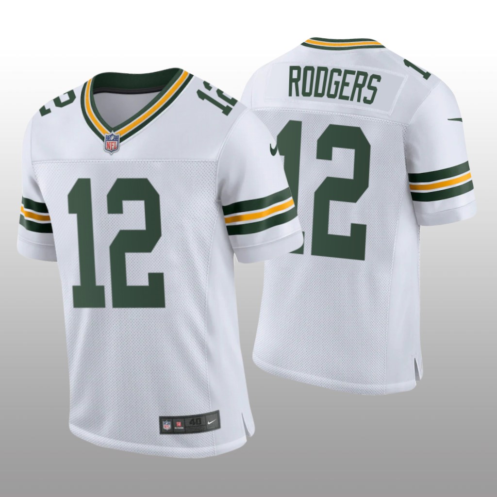 Green Bay Packers Aaron Rodgers White Jersey Classic Vapor Elite Men's