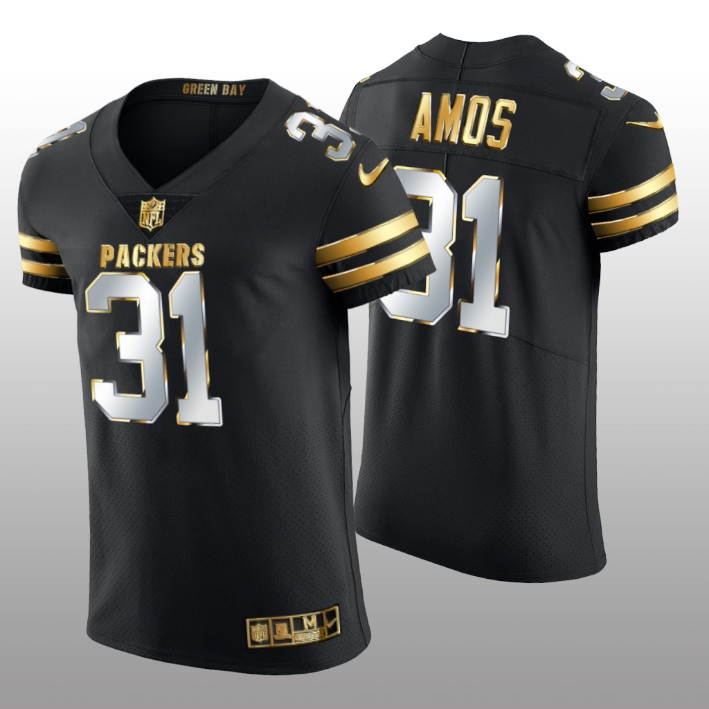 Green Bay Packers Adrian Amos Black Elite Jersey Golden Edition Men's
