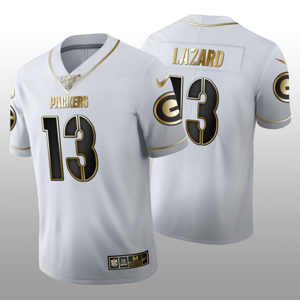 Green Bay Packers Allen Lazard White Golden Edition Jersey 100th Season Men's